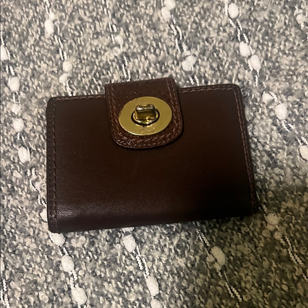 Last Call donating !Coach wallet in Mahogany- note peeling on leather card slots